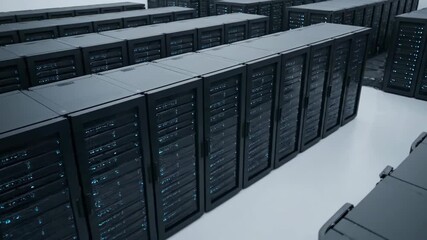 Data center server racks for cloud computing and data storage - Powered by Adobe