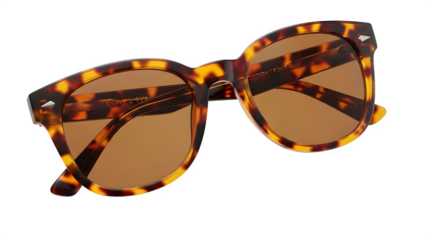Isolated Pair of Retro Tortoiseshell Sunglasses with Brown Lenses