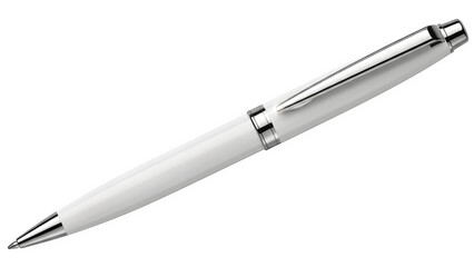 Luxury Writing Instrument: White Pen with Detailed Chrome Band