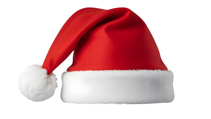 Traditional Christmas Santa Hat with Fluffy White Pom-Pom and Fur Trim