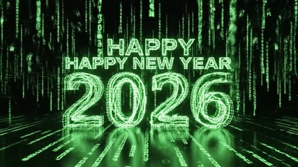 Futuristic Digital Countdown With Fireworks Display Celebrating New Year 2026 - Powered by Adobe