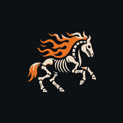 Skeleton Horse Flame Logo