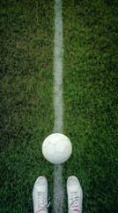 Soccer equipment on field suitable for sportsthemed designs, team promotions, or athletic events advertising materials like posters, banners, or social media posts.