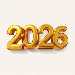 Golden 3D 2026 New Year Celebration with Festive Elements