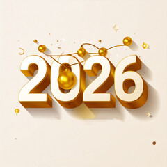 Golden 3D 2026 New Year Celebration with Festive Elements