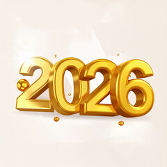 Golden 3D 2026 New Year Celebration with Festive Elements