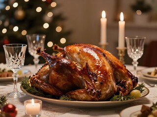 Festive Roast Turkey Dinner by Candlelight