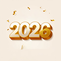 Golden 3D 2026 New Year Celebration with Festive Elements