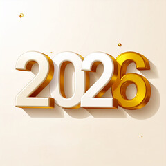 Golden 3D 2026 New Year Celebration with Festive Elements