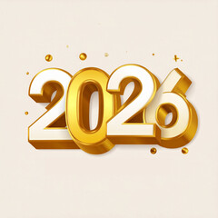 Golden 3D 2026 New Year Celebration with Festive Elements