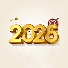 Golden 3D 2026 New Year Celebration with Festive Elements
