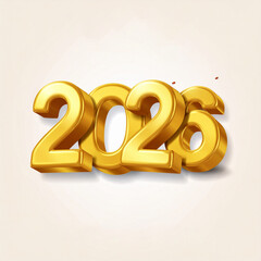 Golden 3D 2026 New Year Celebration with Festive Elements