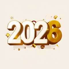 Golden 3D 2026 New Year Celebration with Festive Elements