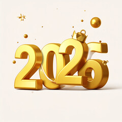 Golden 3D 2026 New Year Celebration with Festive Elements