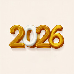 Golden 3D 2026 New Year Celebration with Festive Elements