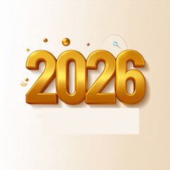 Golden 3D 2026 New Year Celebration with Festive Elements