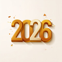 Golden 3D 2026 New Year Celebration with Festive Elements