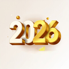 Golden 3D 2026 New Year Celebration with Festive Elements