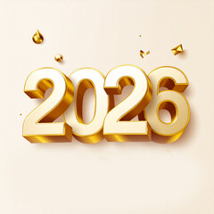 Golden 3D 2026 New Year Celebration with Festive Elements