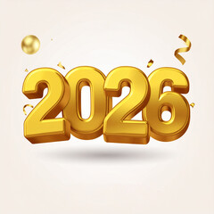 Golden 3D 2026 New Year Celebration with Festive Elements