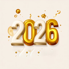 Golden 3D 2026 New Year Celebration with Festive Elements