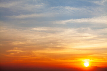colorful dramatic sky with cloud at sunset