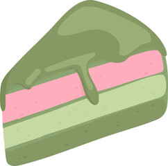 hand draw Matcha cake Illustration. 