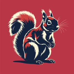 Vector illustration of a squirrel, drawn in a bold American comic style with bold, expressive lines
