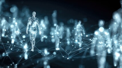 Digital Network Connections with Abstract Human Figures