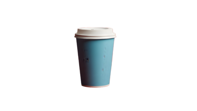Light blue disposable coffee cup with white lid for design - Powered by Adobe