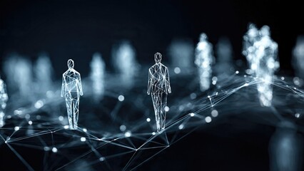 Digital Network Connections with Abstract Human Figures