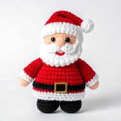 Fototapeta premium Handmade Crochet Santa Claus Doll for Christmas Decoration and Holiday Gift.