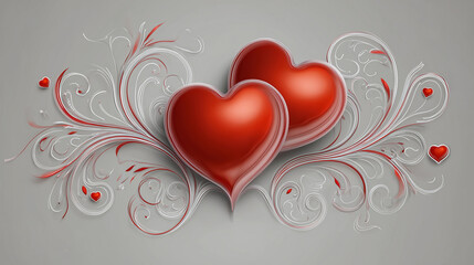 Ornamental red heart illustration romantic design