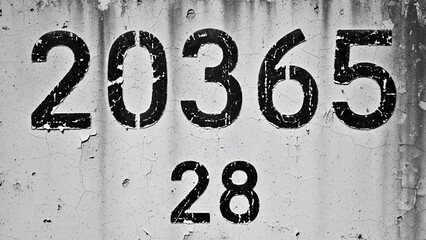 Distressed Numeric Typography on Weathered Surface Creates an Abstract Composition