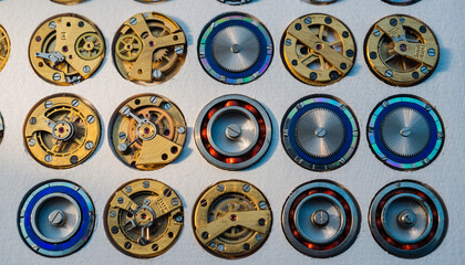 Collection of intricate clockwork mechanisms and mechanical components