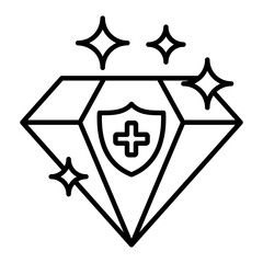 Premium Healthcare Services or Luxury Goods Insurance Line Icon. symbolizing premium health plans, exclusive services, luxury medical care, quality protection, and top tier insurance benefits.