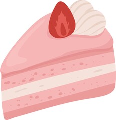 Hand draw Strawberry Cake Illustration.