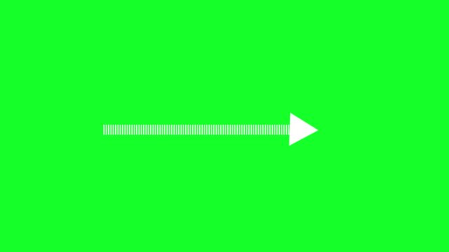 Clean white arrow movement animation with green screen background for direction emphasis and overlays