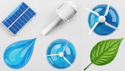 Collection of sustainable energy and environmental icons
