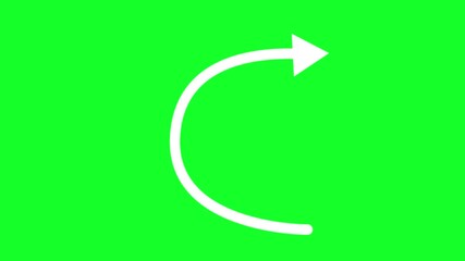 White arrow direction indicator animation on green screen for tutorials and explainer videos