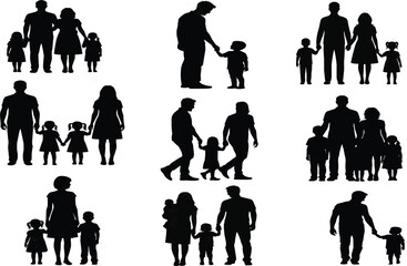 Silhouettes of diverse family units and relationships