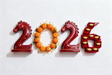 Elegant symbolic 2026 arrangement blending prosperity celebration tradition balance harmony and refinement