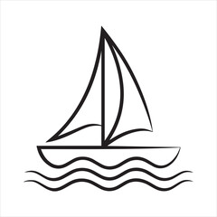 sailboat on waves icon vector illustration
