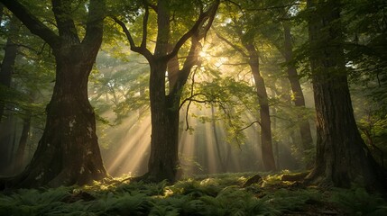 Fototapeta premium misty morning in the forest