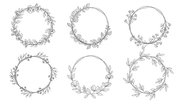 Vector illustration set of decorative numbers and symbols made from leaves and floral patterns featuring vintage victorian ornaments and antique scroll frame elements in a retro design