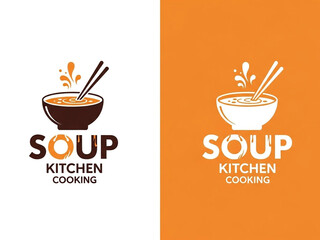 Soup Kitchen Cooking Logo with Bowl and Chopsticks Design