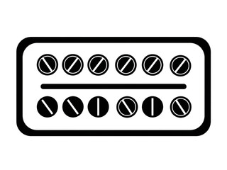 Stylized Birth Control Pill Pack Icon with Two Rows of Pills