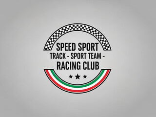 Racing Club Emblem with Checkered Flag, Stars, and Italian Colors