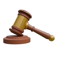 wooden gavel on white background