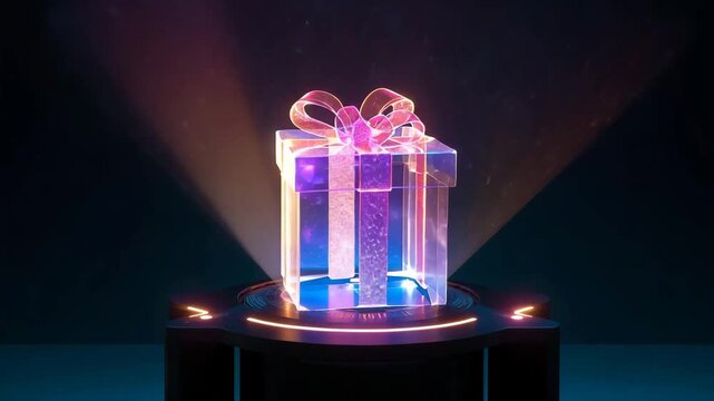 Enchanting Gift of Celebration: A beautifully rendered gift box is adorned with a delicate ribbon, exuding an air of anticipation and elegance, perfect for any special occasion.